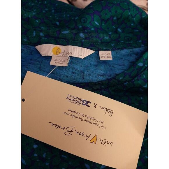 Boden NWT green floral sz 8R sleepwear nightgown 100% cotton pajamas - Picture 4 of 4